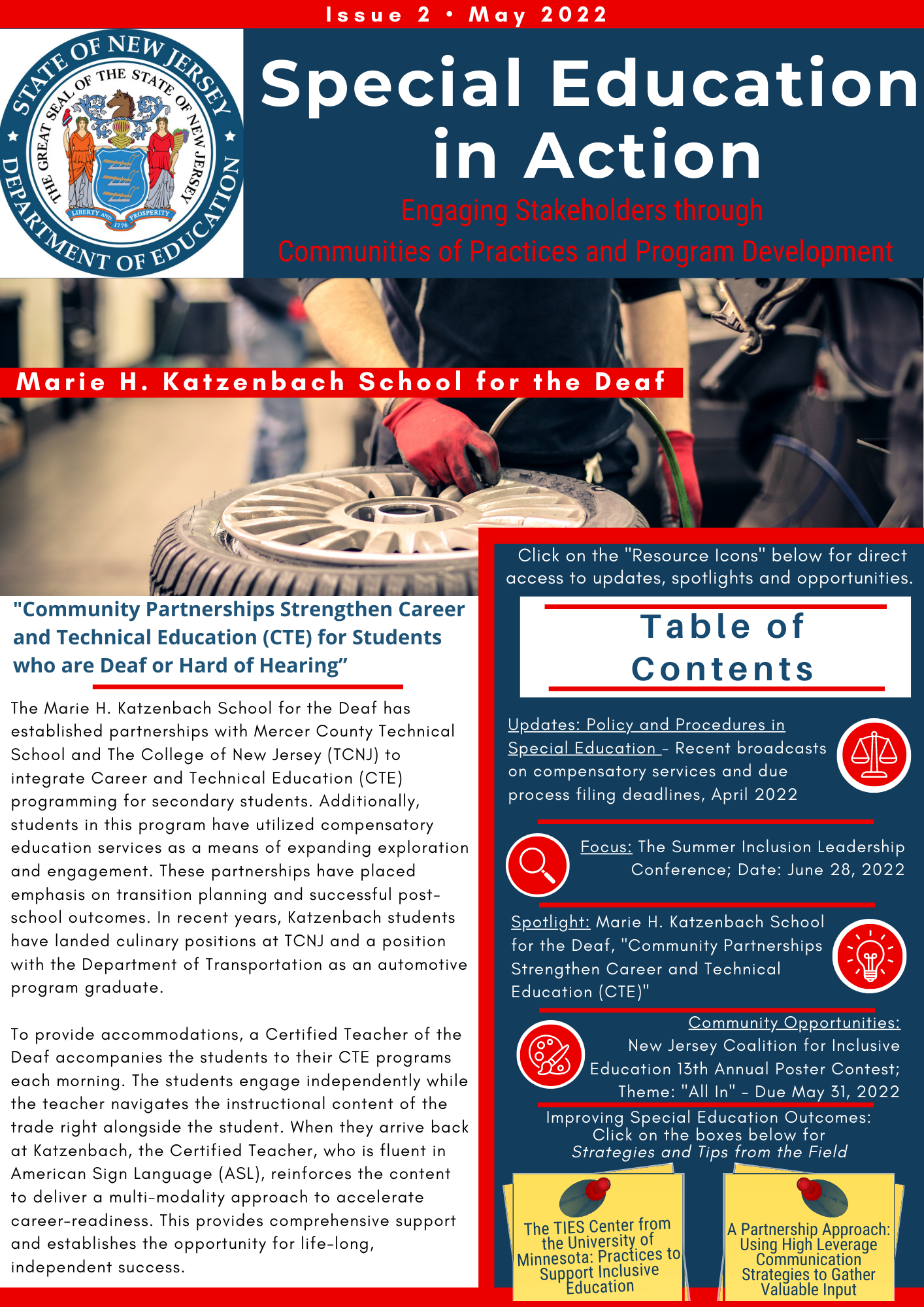 The cover of the 2ndt issued newsletter for special education in action
